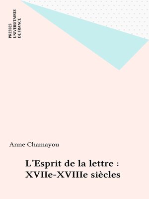 cover image of L'Esprit de la lettre